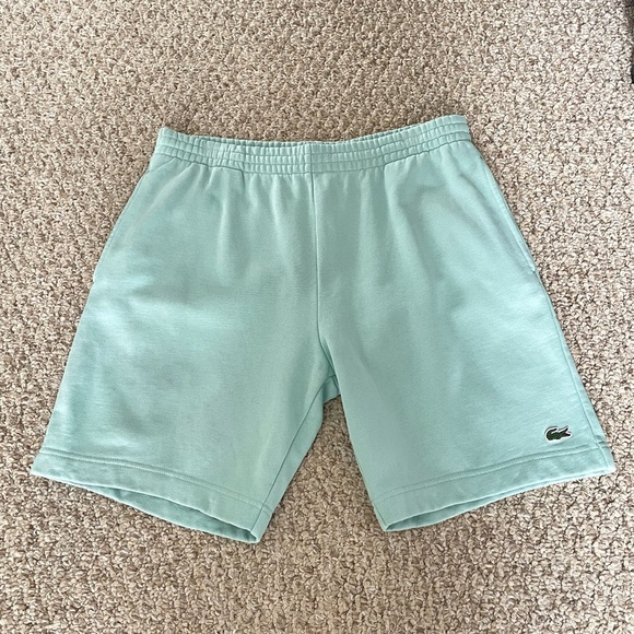 Lacoste Men’s Regular Fit Fleece Shorts – Aqua | Size Large | 8” Inseam - Picture 4 of 16